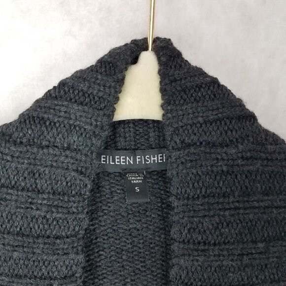 Eileen Fisher Size S Merino Wool Cardigan Sweater in Charcoal Gray - Picture 5 of 11